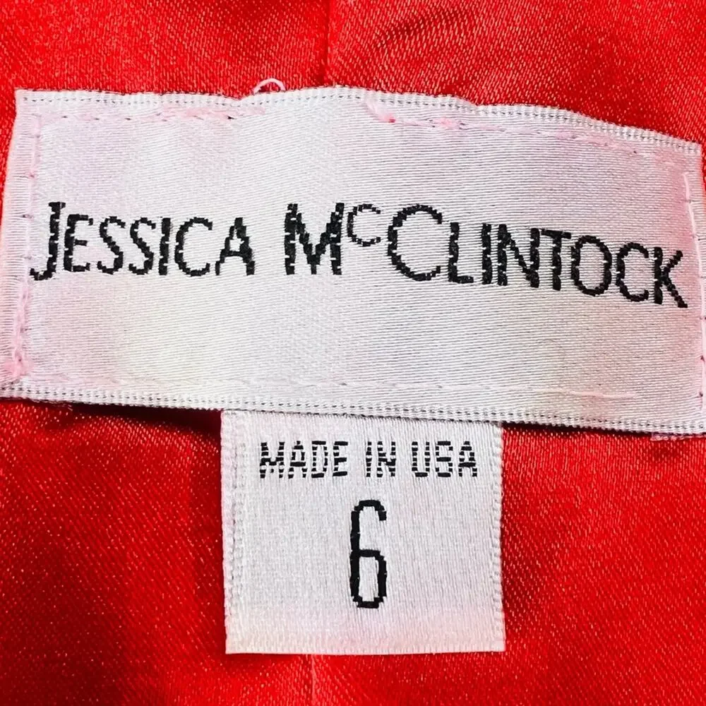 Jessica McClintock Red Satin Ruched Bandage Dress 6 Retro Vamp Party Y2K USA